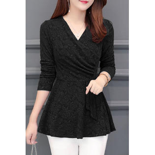 Women Alluring Printed Pattern Restful Long Sleeve Easy Stand Up Collar Pullover Summer Casual Shirt