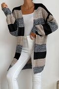 Women Magnificent Front Open Stripe Pattern Comfy Winter Fashionic Warm Cardigan