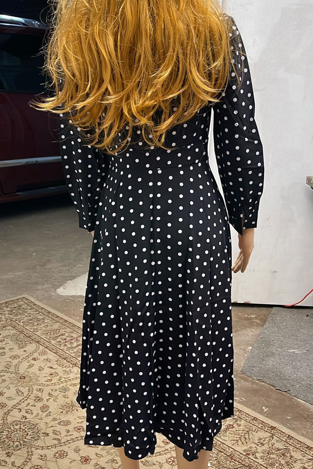 Women Fabulous Polka Dots Printed Collar Neck Button Closure Neckline Cozy Summer Dress