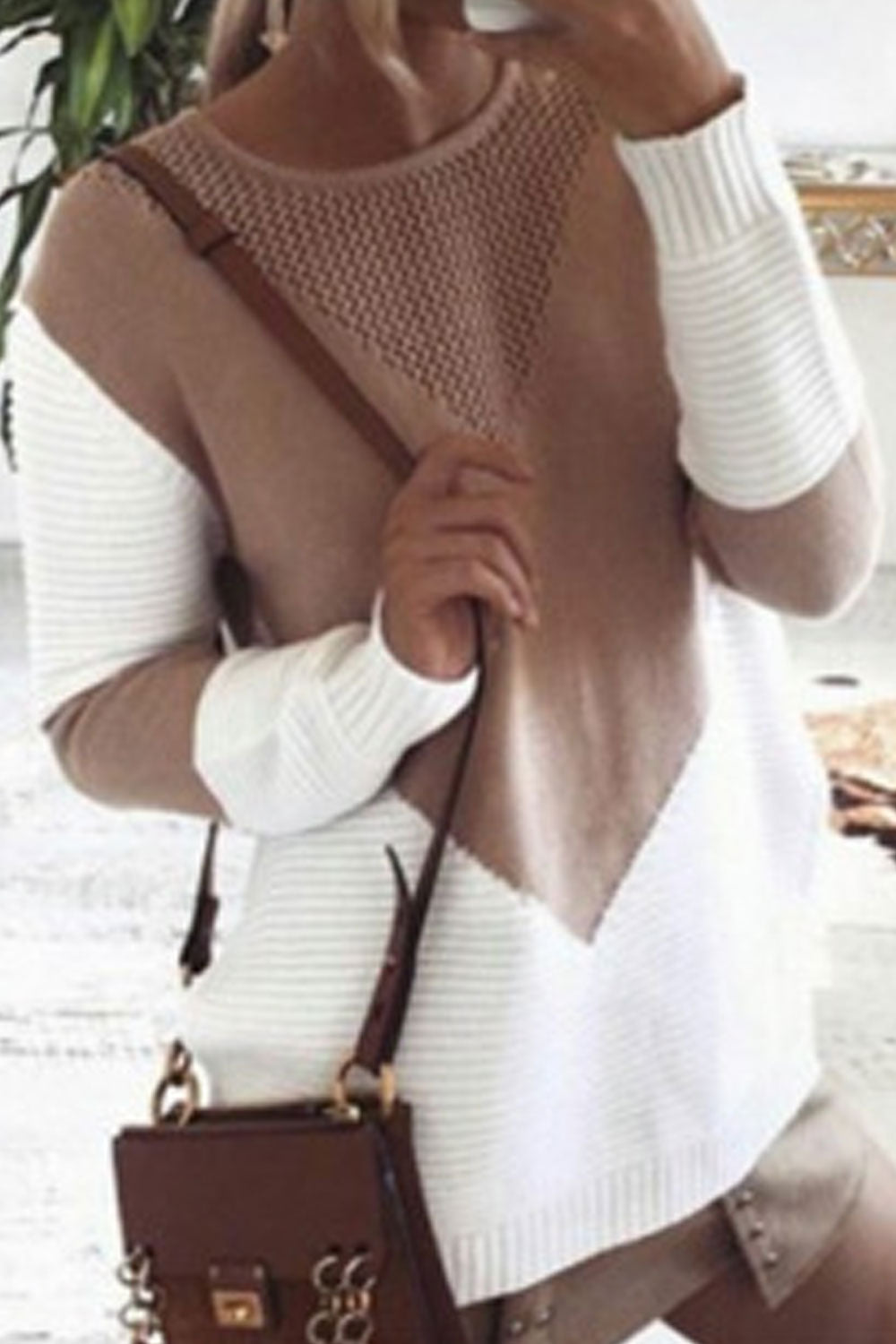 Women Regular Fit Round Neck Comfy Long Sleeve Warm Knitted Winter Sweater