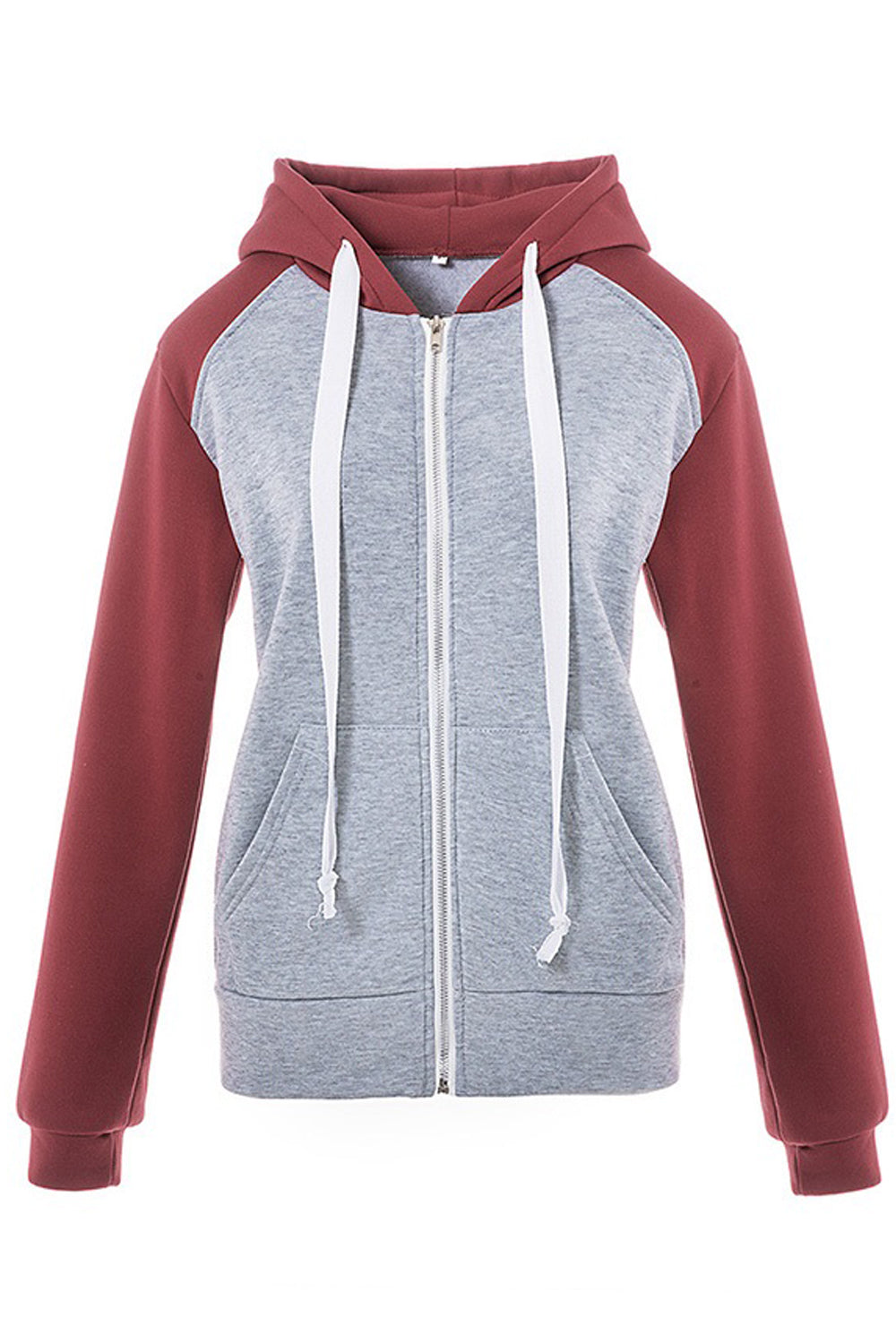 Women Splendid Solid Pattern Casual Front Zip Closure Ribbed Cuff Winter Hoodie