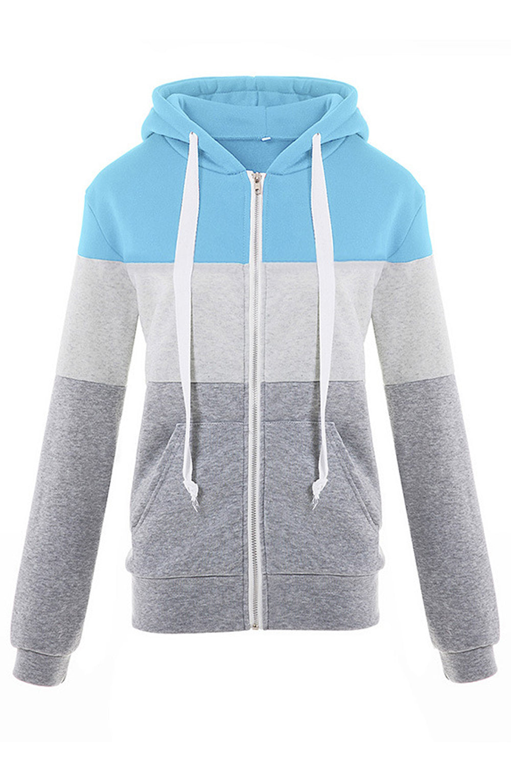 Women Splendid Solid Pattern Casual Front Zip Closure Ribbed Cuff Winter Hoodie