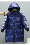 Kids Girls Fur Hoodie Long Silk Shining Jacket