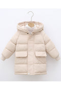 Kids Girls Solid Pattern Flap Pockets Hooded Neck Easily Wearable Warm Winter Padded Jacket