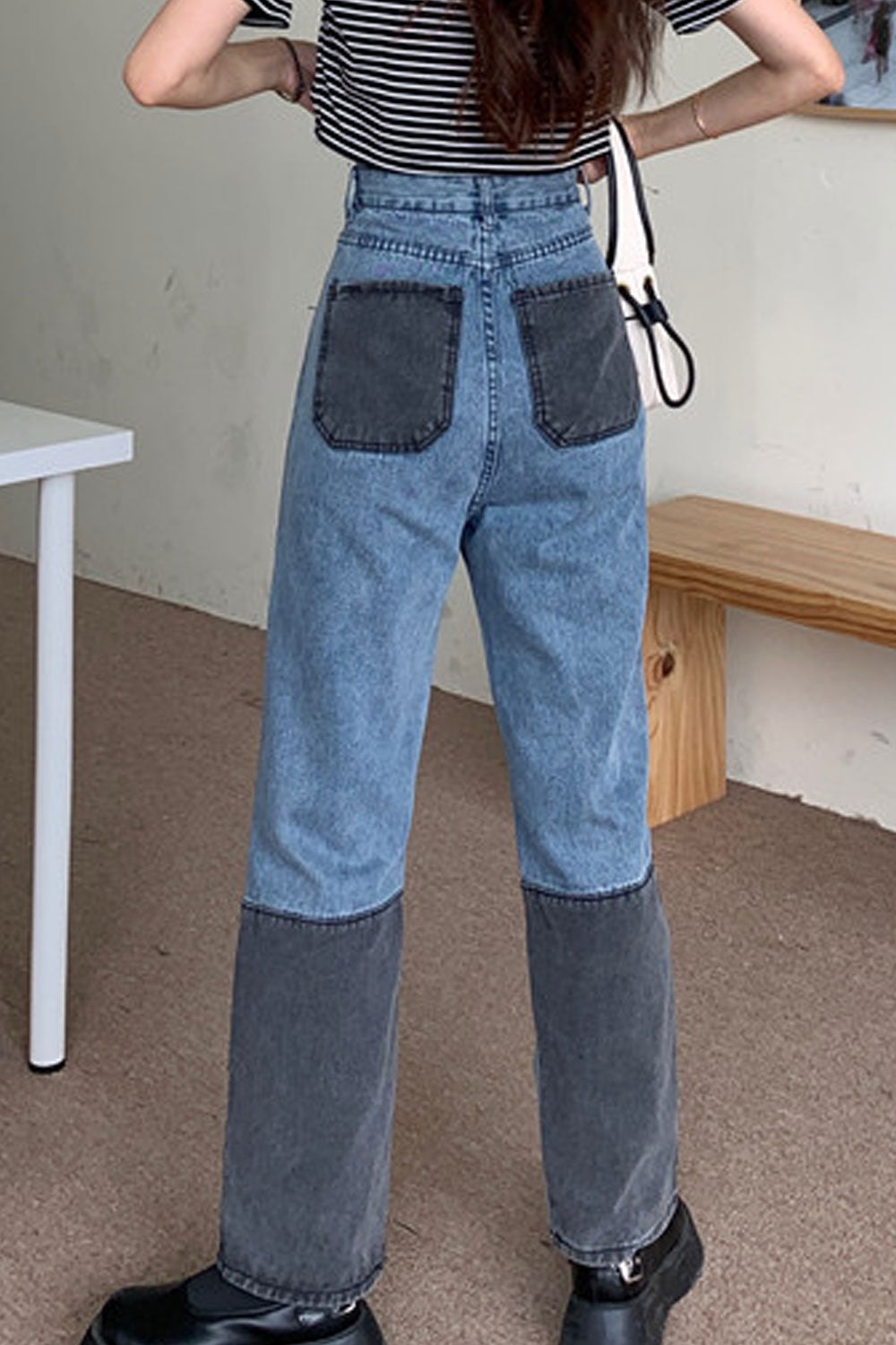 Women Superb Straight Fashion Restful High-Waist Pockets Designed Casual Denim Jeans