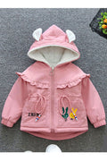 Kids Girls Double Thin Cartoon Long Rabbit Ears Hoodie