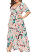 Women Plus Waist Belt Wrap Summer Dress