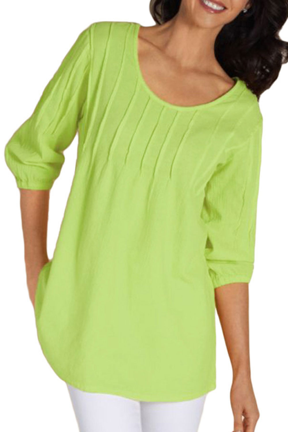 Women Splendid Solid Colored Chiffon Long Sleeve V-Neck Top