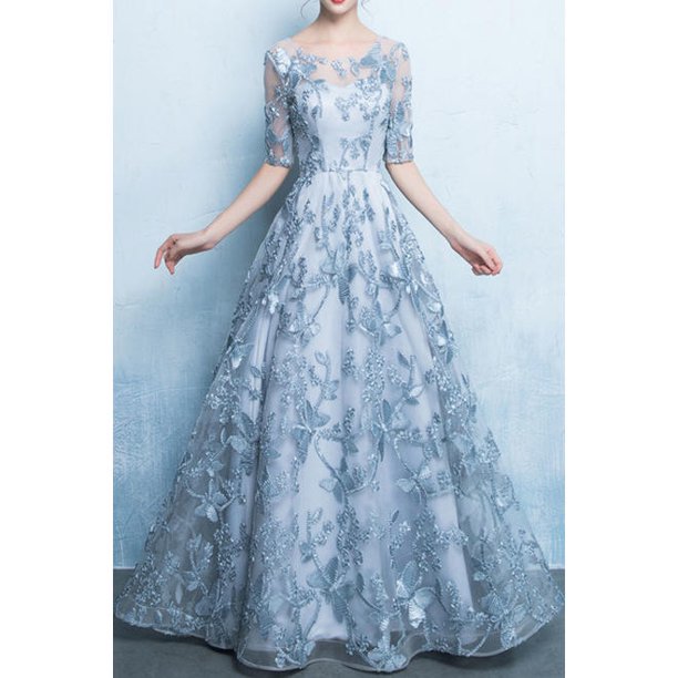 Women Round Neck Slim Decorated Fashion Dress