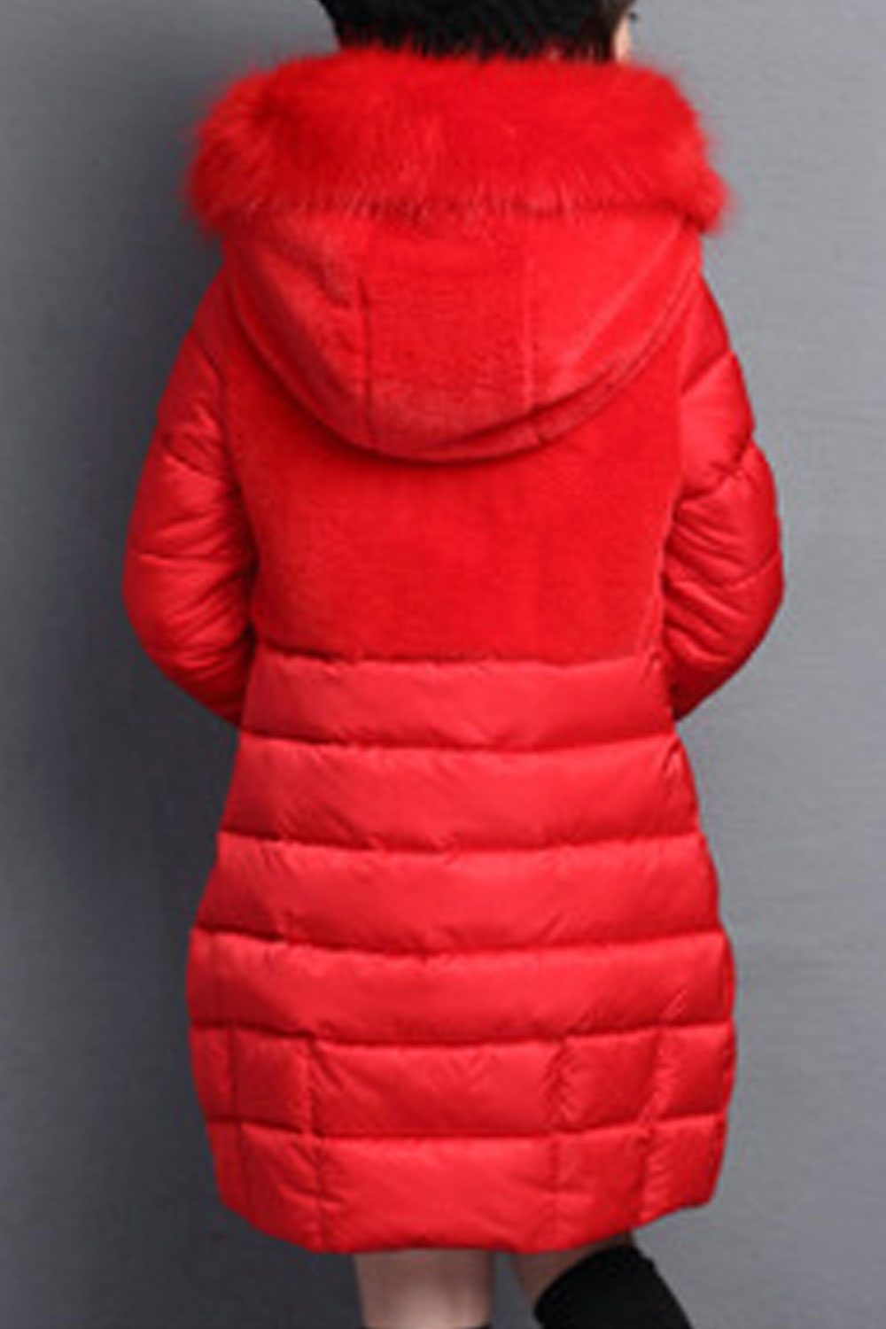 Kid Girl Fluffy Styled Hooded Neck Long Sleeves & Side Slash Pockets Buttoned Closure Cozy Winter Padded Jacket