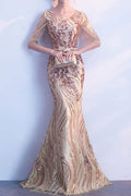 Women Decorated Elegant Mermaid Evening Dress