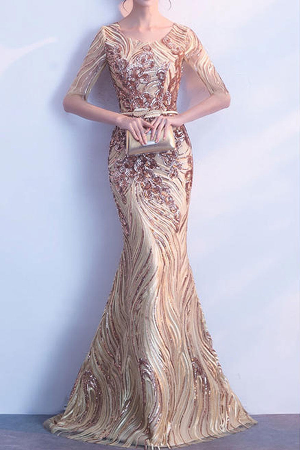Women Decorated Elegant Mermaid Evening Dress
