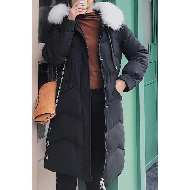 Women Zipper Front Thick Padded Winter Jacket