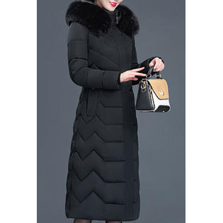 Women Long Full Zipper Cotton Padded Warm Jacket
