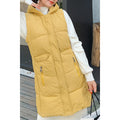 Women Mid Length Solid Colored Flap Pockets Warm Winter Season Padded Vest