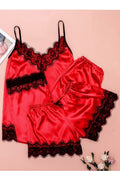Women Eye- Catchy Lace Patterned Strap Neck Sleeveless Relax able Silk Night Gown