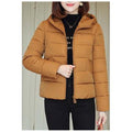 Women Hood Solid Colored Padded Winter Jacket