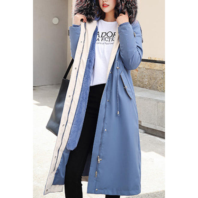 Women Back Slit Loose Long Padded Winter Jacket