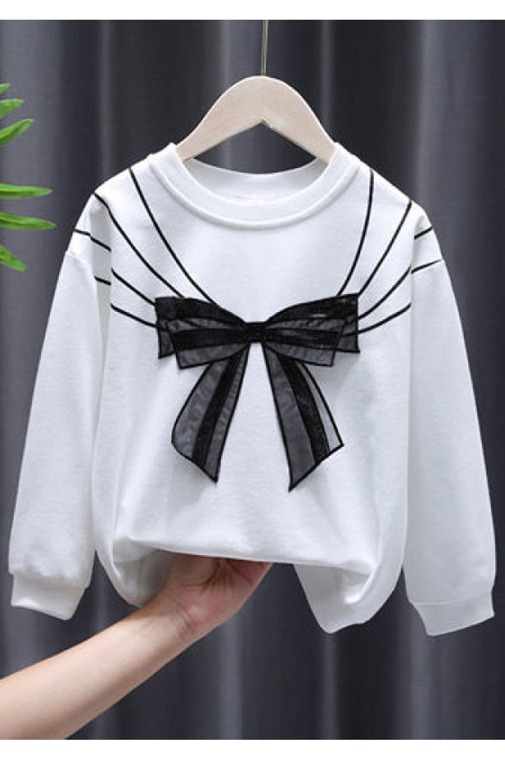 Kids Baby Girl Solid Pattern Round Neck Ribbed Cuff & Hem Attractive Spring Charming Sweatshirt