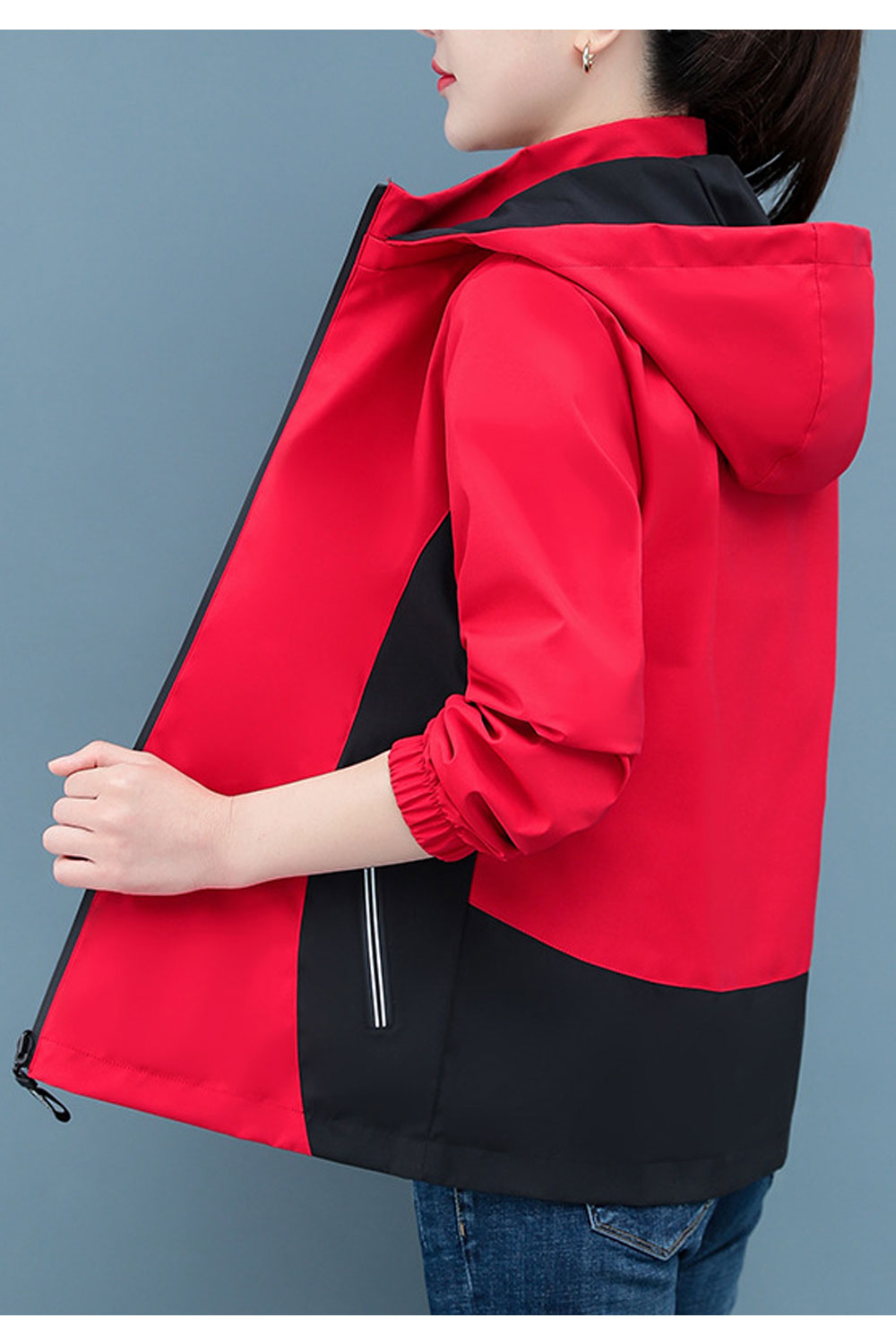 Women Comfy Hooded Neck Zippered Pocket & Stretchable Ribbed Cuff Casual Winter Jacket