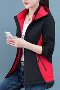 Women Comfy Hooded Neck Zippered Pocket & Stretchable Ribbed Cuff Casual Winter Jacket