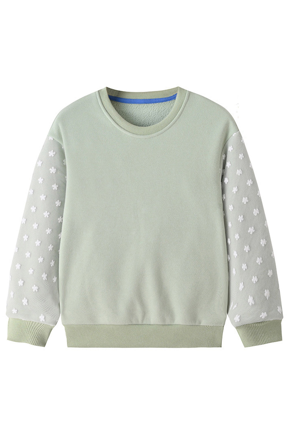 Kids Girls Plain Round Neck Drop Shoulder Spring Sweatshirt