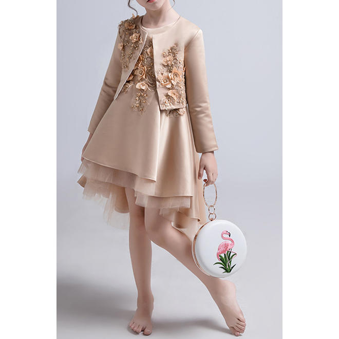 Kids Girls Flower Decorated Party Dress