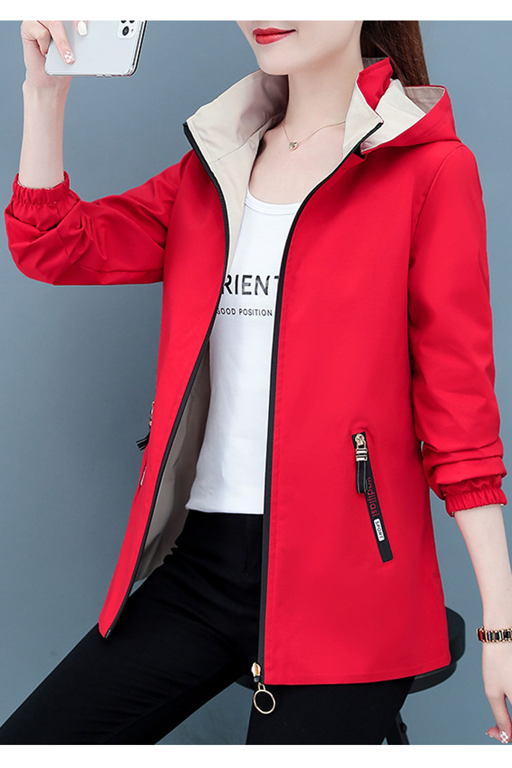 Women Double Style Hodded Neck, Knitted Ribbed Cuff & Hem Winter Slash Pocket