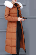 Women Fashionic Solid Pattern Hooded Neck Side Pockets Modern Winter Padded Jacket