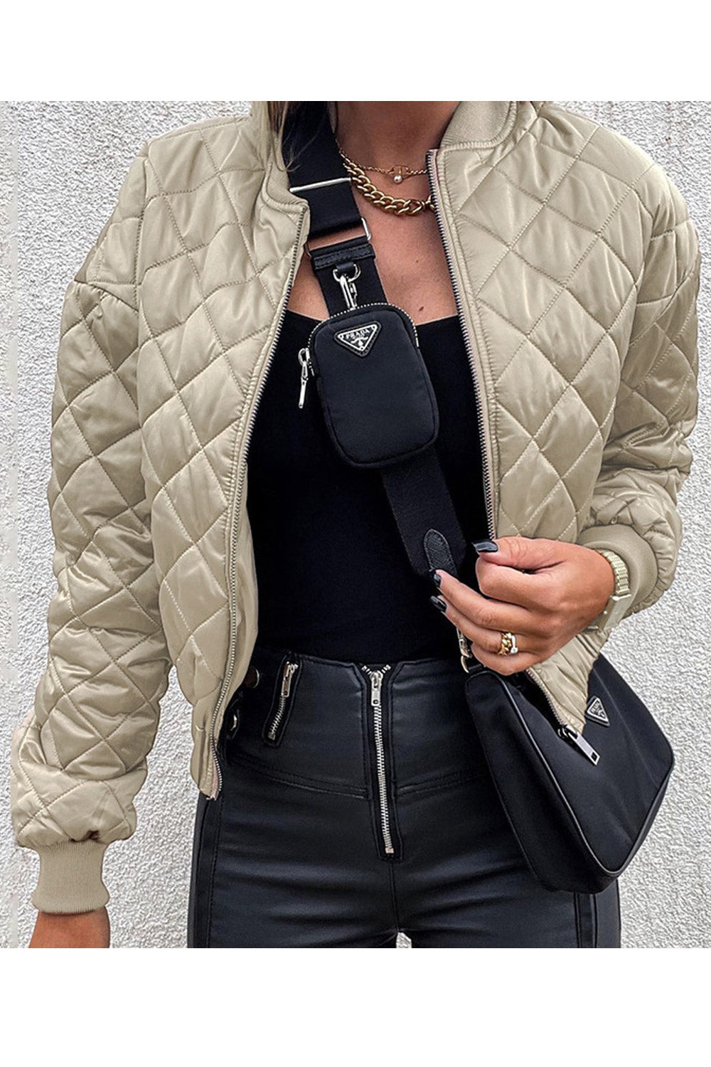 Women Superb Designed Short Length Zip Closure Ribbed Cuff Stylish Winter Padded Jacket