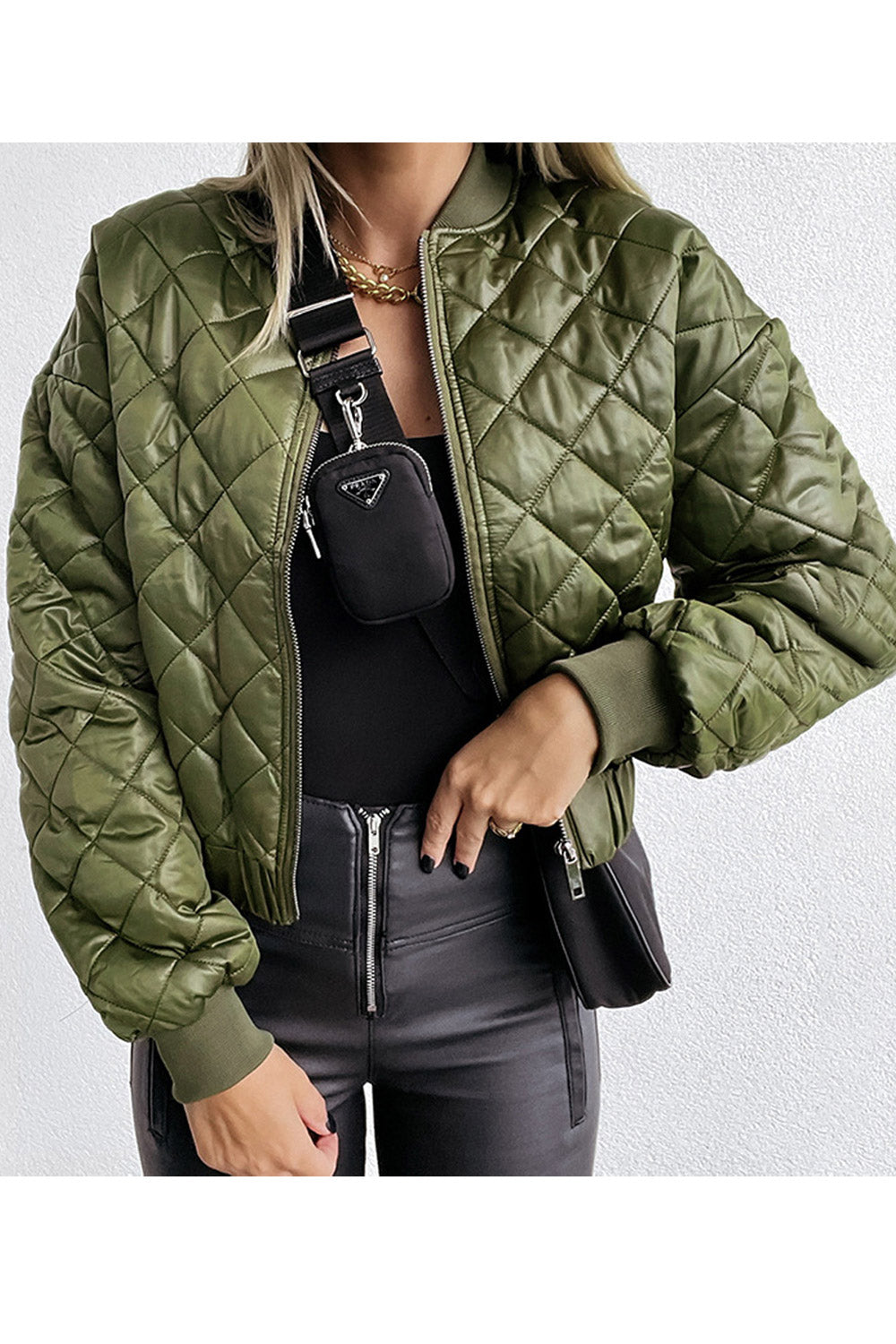 Women Superb Designed Short Length Zip Closure Ribbed Cuff Stylish Winter Padded Jacket