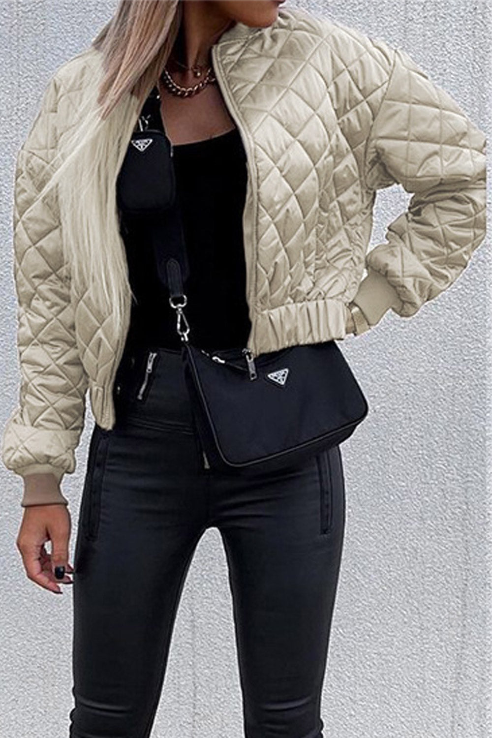 Women Superb Designed Short Length Zip Closure Ribbed Cuff Stylish Winter Padded Jacket