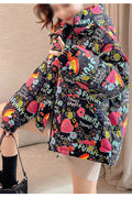Women Appealing Letter Pattern Thick & Warm Long Sleeve Winter Padded Jacket