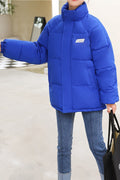 Women Casual Stand Collar Long Sleeve Easy Zipper Closure Winter Padded Jacket