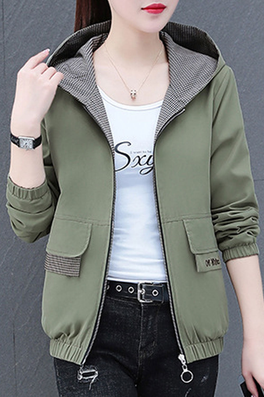 Women Radiant Hooded Neck Ribbed Cuff & Hem Flap Pocket Winter Soft Casual Jacket