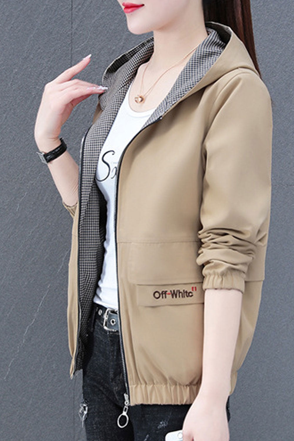 Women Radiant Hooded Neck Ribbed Cuff & Hem Flap Pocket Winter Soft Casual Jacket