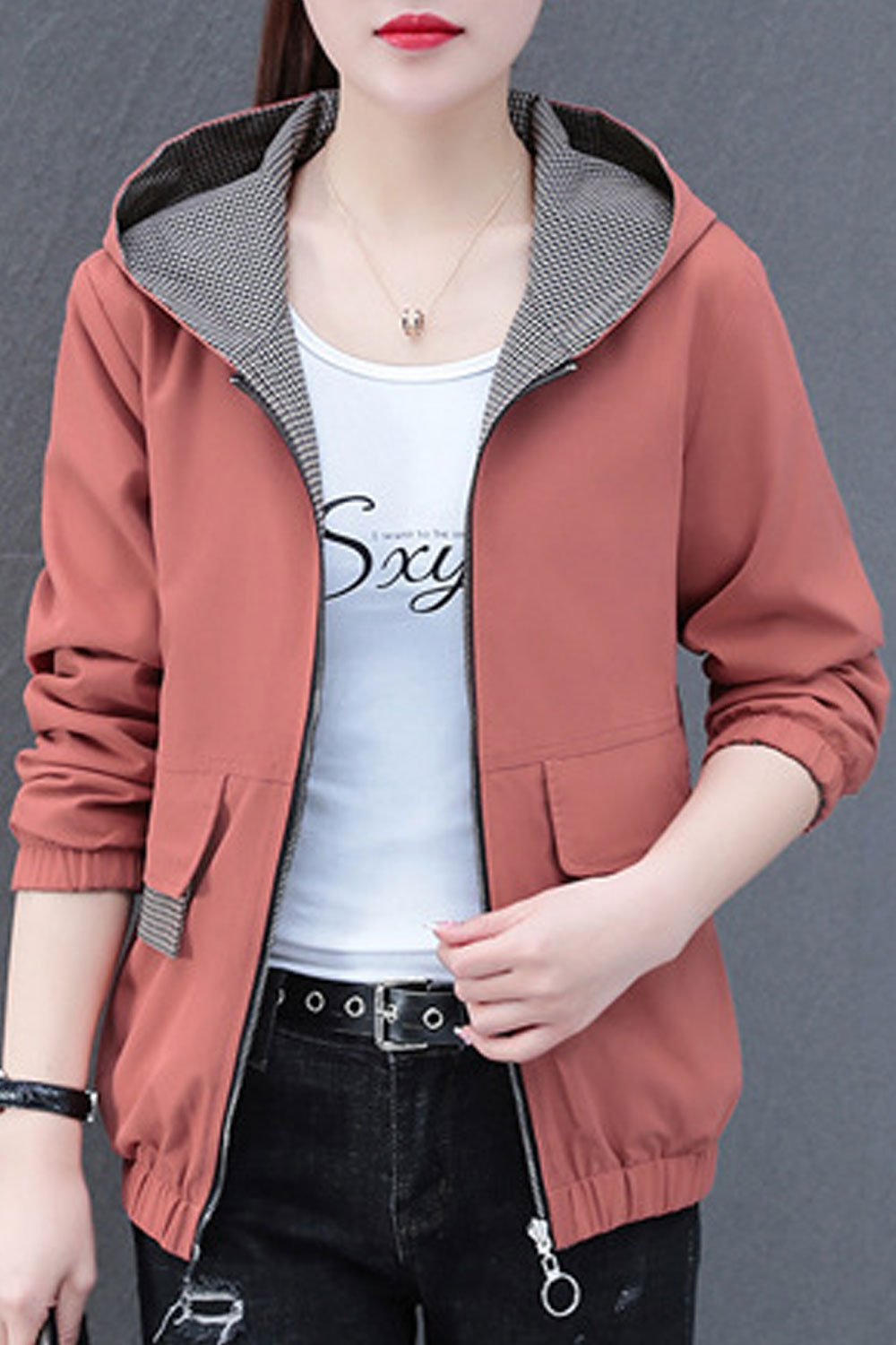 Women Radiant Hooded Neck Ribbed Cuff & Hem Flap Pocket Winter Soft Casual Jacket