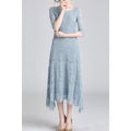 Women Round Neck Short Sleeve Irregular Dress