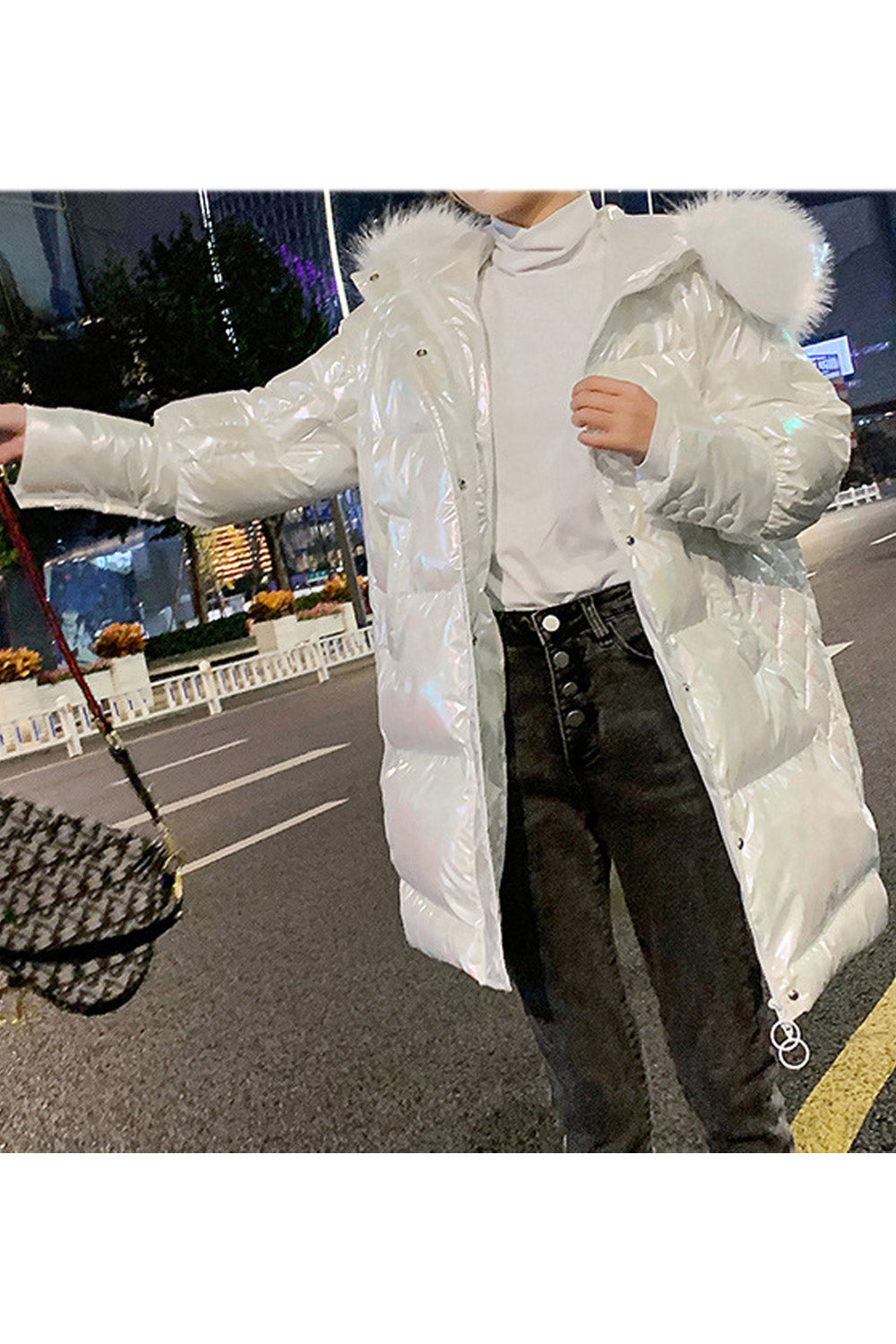Women Lovely Mid-Length Shiny Colored Zipper Closure Side Pockets Beautiful Winter Padded Jacket