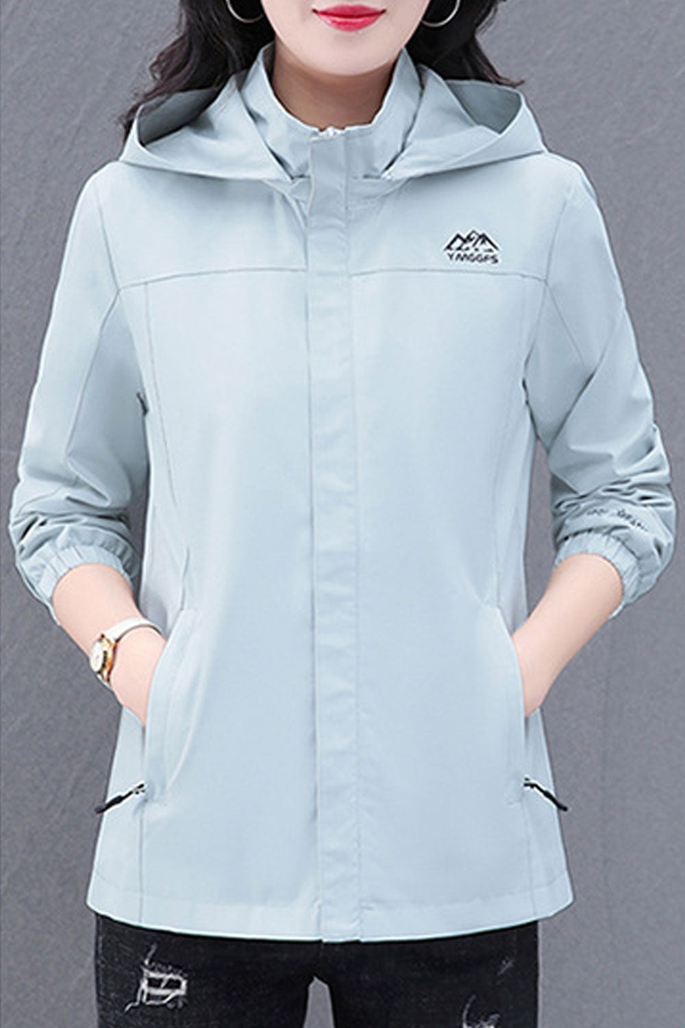 Women Alluring Hooded Neck Ribbed Cuff & Slash Pocket With Zippered Casual Winter Jacket