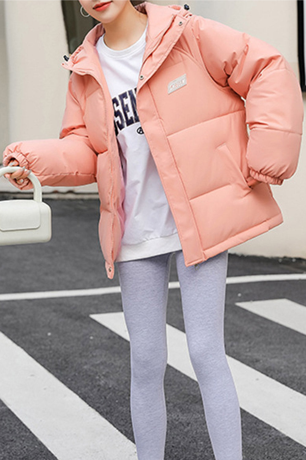 Women Warm & Thick Solid Pattern Comfy Side Pockets Stand Collar Winter Padded Jacket
