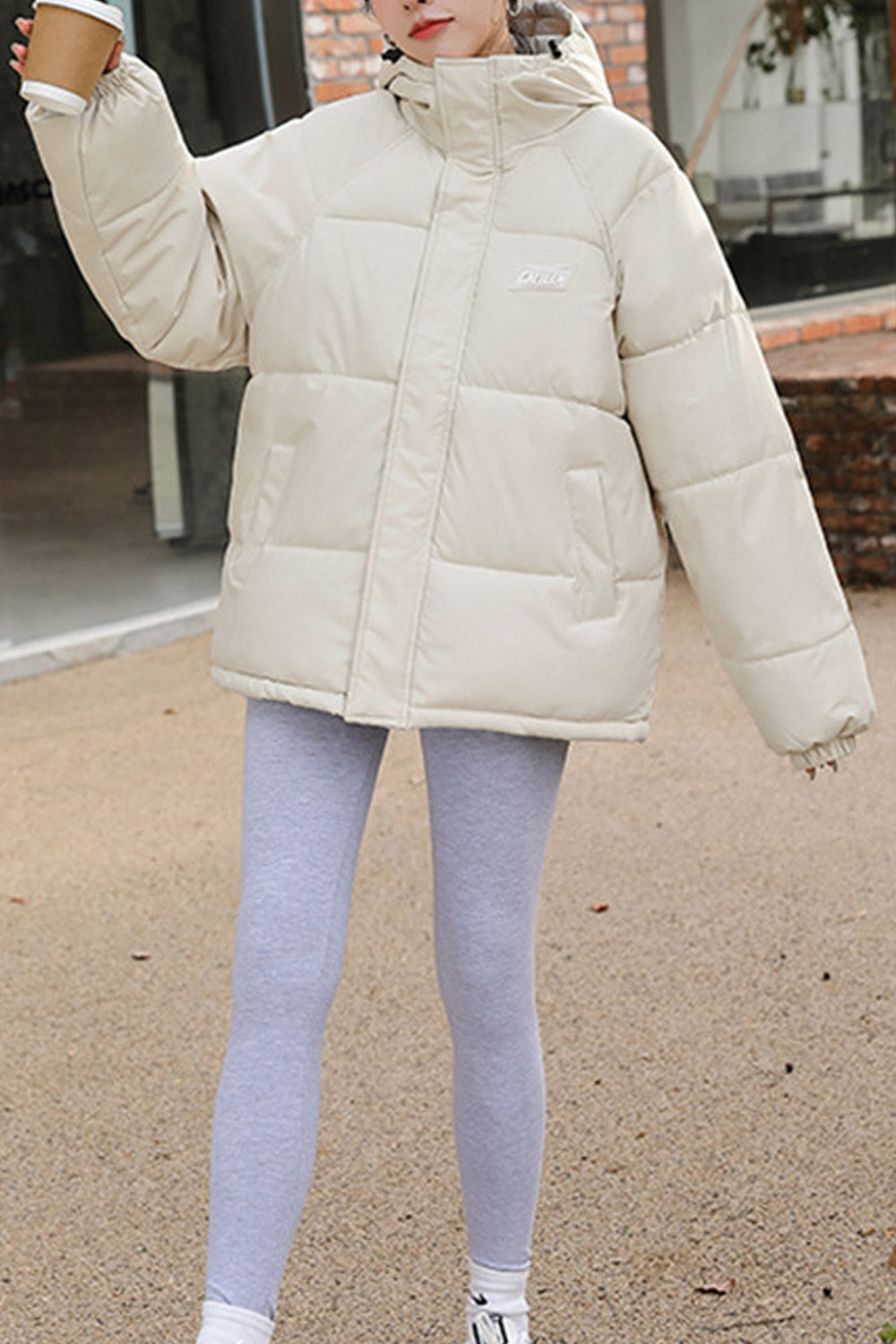 Women Warm & Thick Solid Pattern Comfy Side Pockets Stand Collar Winter Padded Jacket