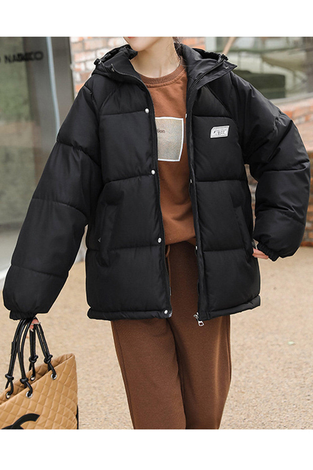 Women Warm & Thick Solid Pattern Comfy Side Pockets Stand Collar Winter Padded Jacket
