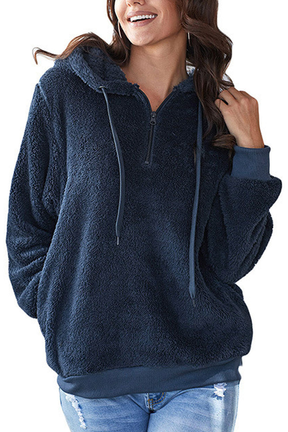 Women Restful Soft & Warm Material Constructed Winter Fashionic Zipper Neckline Comfy Sweater