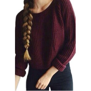 KettyMore Women Round Neck Solid Color Winter Sweater