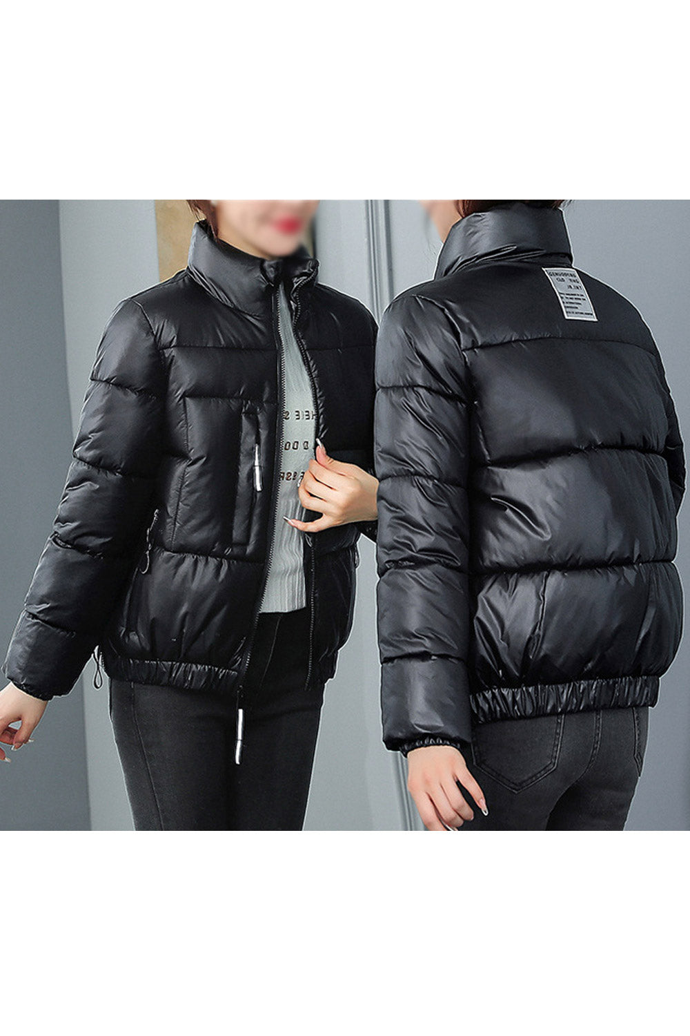Women Amazing Stand Collar Zipper Closure Useful Pockets Windbreaker Winter Padded Jacket