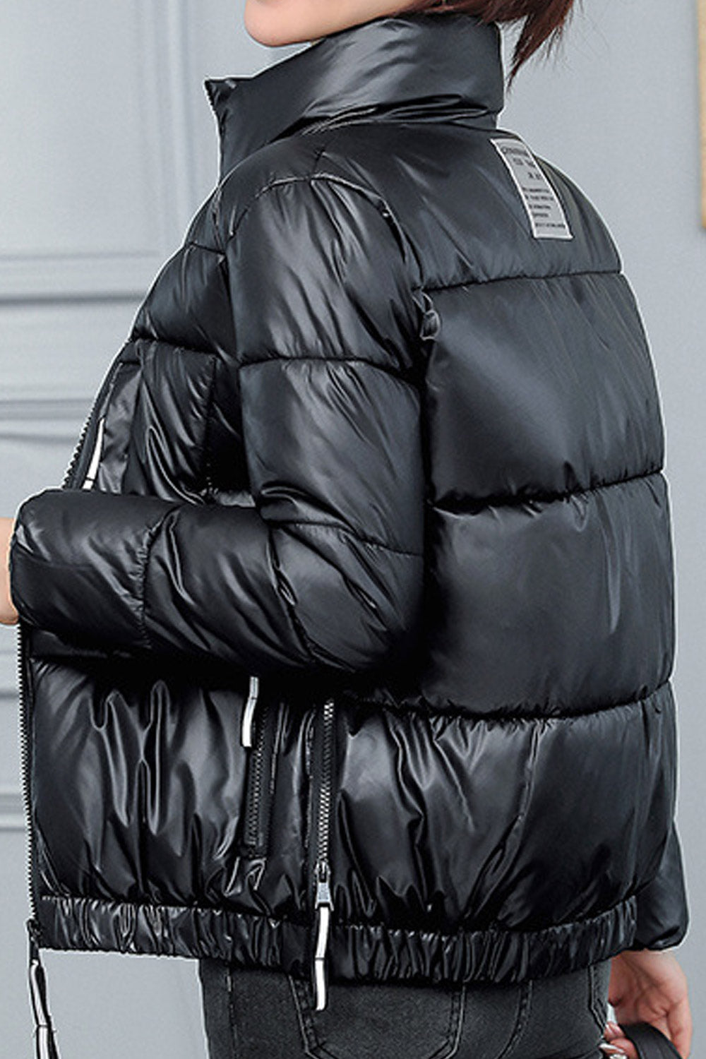 Women Amazing Stand Collar Zipper Closure Useful Pockets Windbreaker Winter Padded Jacket