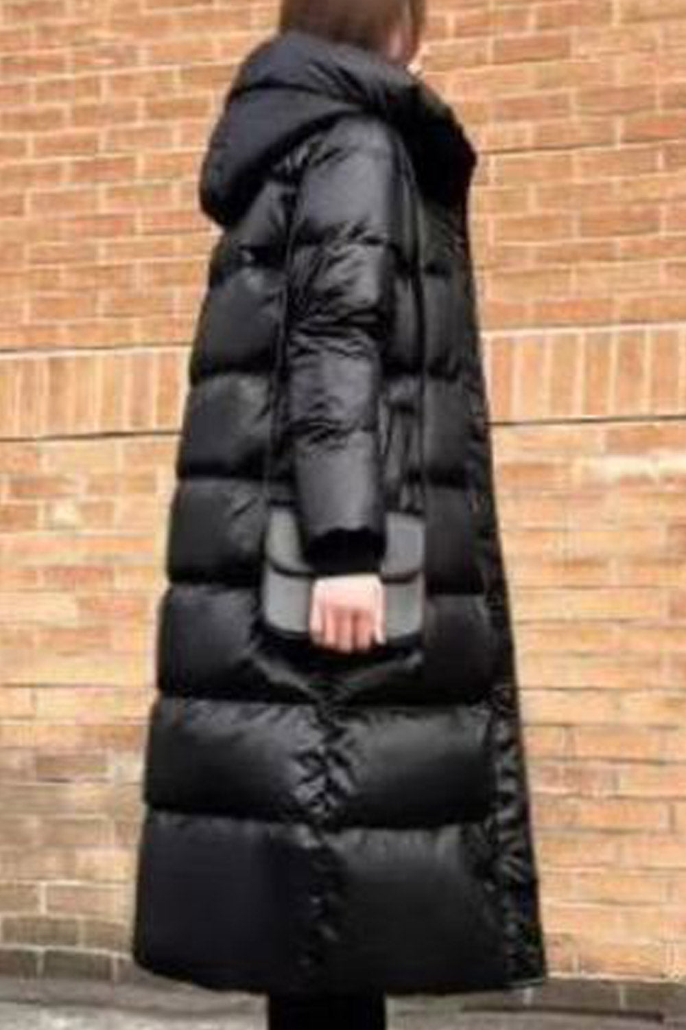 Women Below he Knee Length Hooded Neck Zipper Closure Restful Winter Warm Padded Jacket