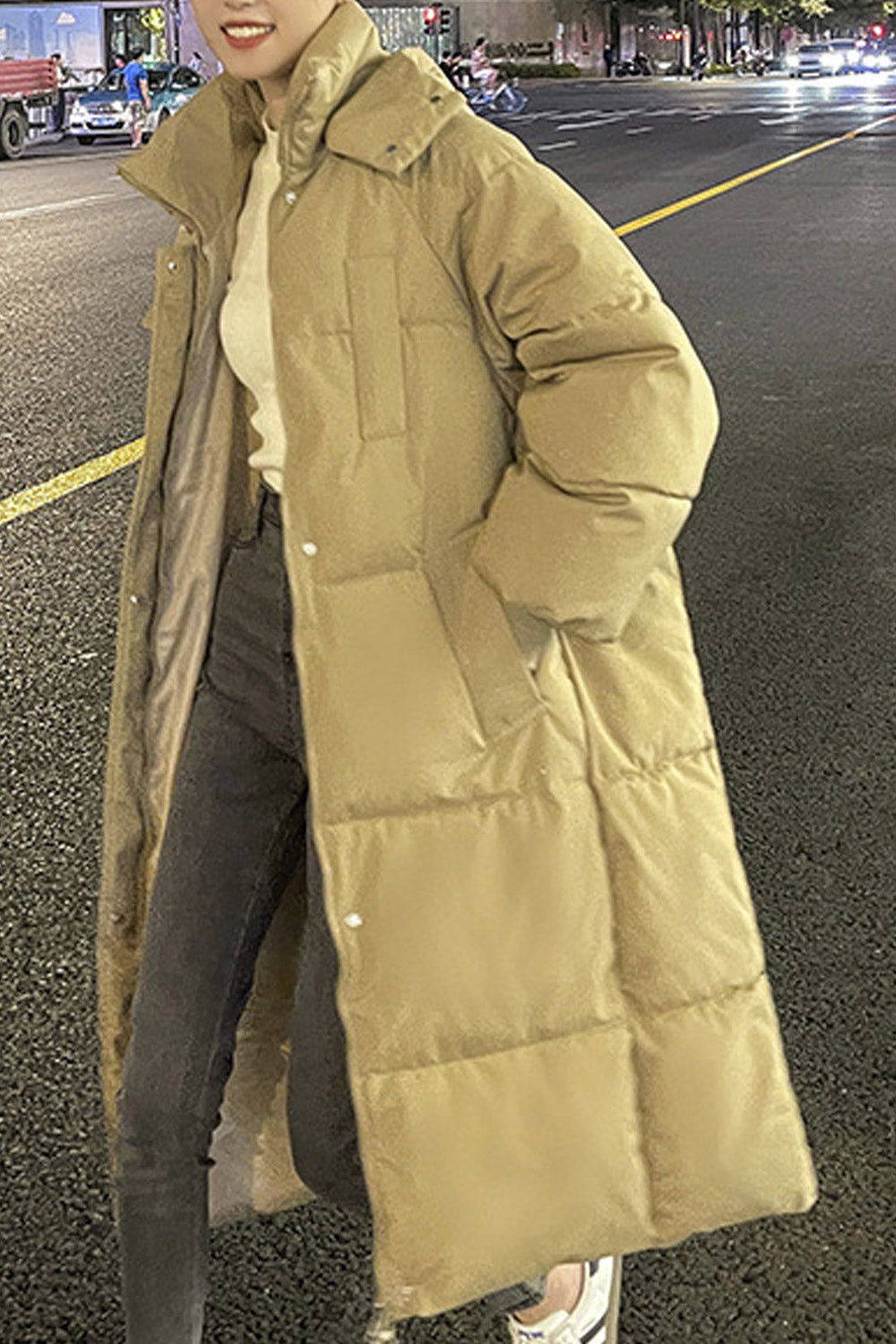 Women Cold Weather Protective Solid Pattern Ribbed Cuff Hooded Neck Superb Winter Padded Jacket