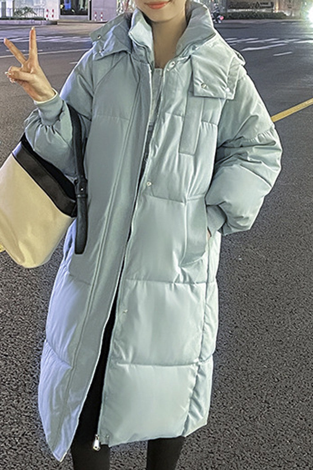 Women Cold Weather Protective Solid Pattern Ribbed Cuff Hooded Neck Superb Winter Padded Jacket